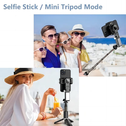 Handheld Phone Gimbal Stabilizer Bluetooth Remote Control 360 Rotating Selfie Stick Tripod with LED Fill Light and Face Tracking