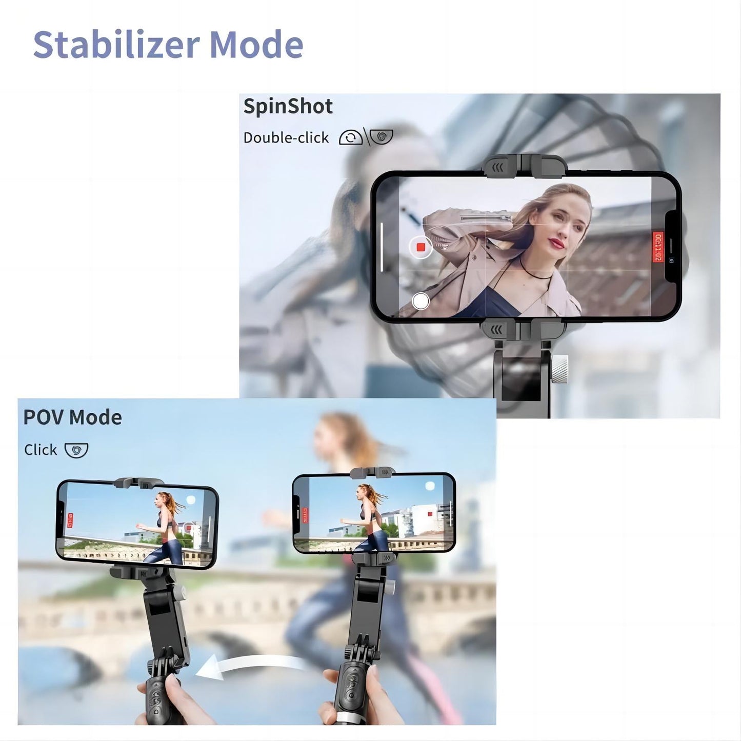 Handheld Phone Gimbal Stabilizer Bluetooth Remote Control 360 Rotating Selfie Stick Tripod with LED Fill Light and Face Tracking