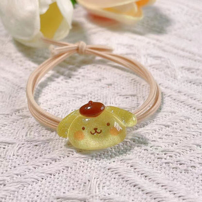 Sanrio Hello Kitty Melody Kuromi Cinnamoroll Cord Diy Gift Handwoven Rubber String Hair Rope Couple Bracelet Hairpin Gift