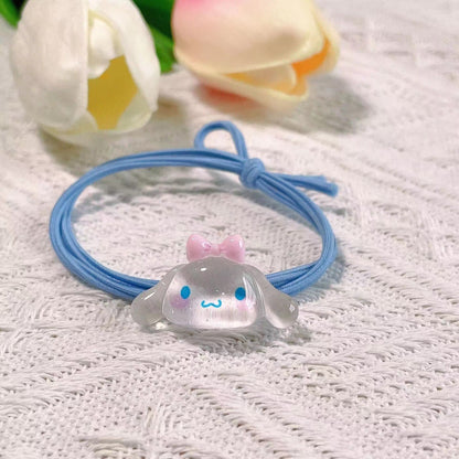 Sanrio Hello Kitty Melody Kuromi Cinnamoroll Cord Diy Gift Handwoven Rubber String Hair Rope Couple Bracelet Hairpin Gift