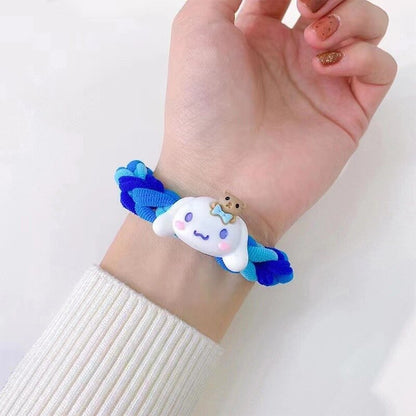 Sanrio Hello Kitty Melody Kuromi Cinnamoroll Cord Diy Gift Handwoven Rubber String Hair Rope Couple Bracelet Hairpin Gift