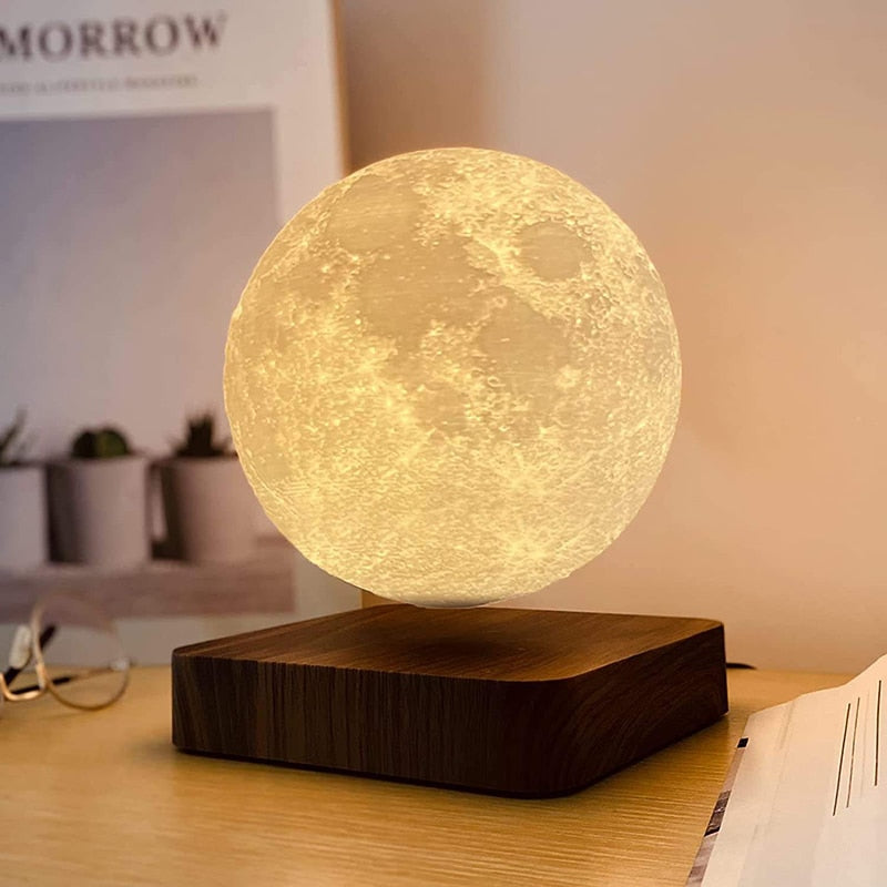 3D Magnetic Levitating Moon Planet Lamp Night Light Rotating LED Suspension 3D Moon Lamp for Bedroom Decoration Novelty Gifts