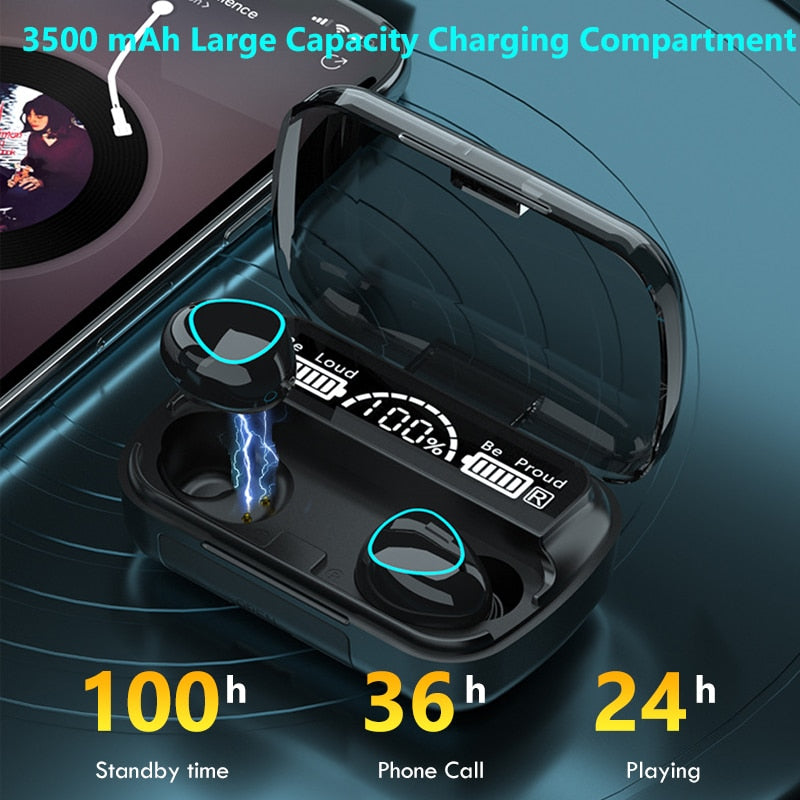 Bluetooth 5.1 Earphones 3500mAh Charging Box Wireless Headphone 9D Stereo Sports Waterproof Earbuds Headsets With Microphone