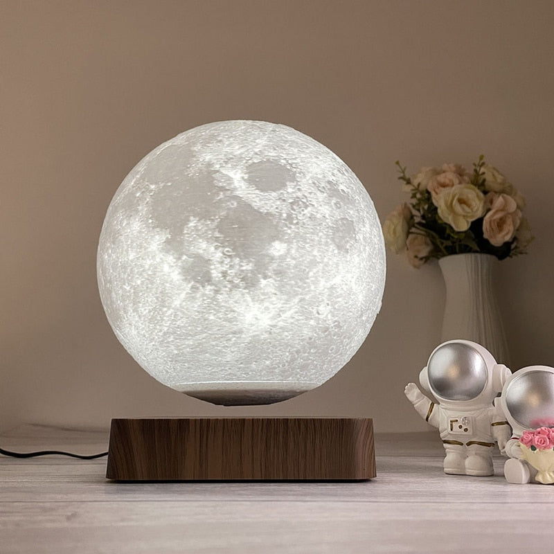 3D Magnetic Levitating Moon Planet Lamp Night Light Rotating LED Suspension 3D Moon Lamp for Bedroom Decoration Novelty Gifts