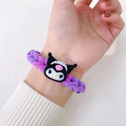 Sanrio Hello Kitty Melody Kuromi Cinnamoroll Cord Diy Gift Handwoven Rubber String Hair Rope Couple Bracelet Hairpin Gift