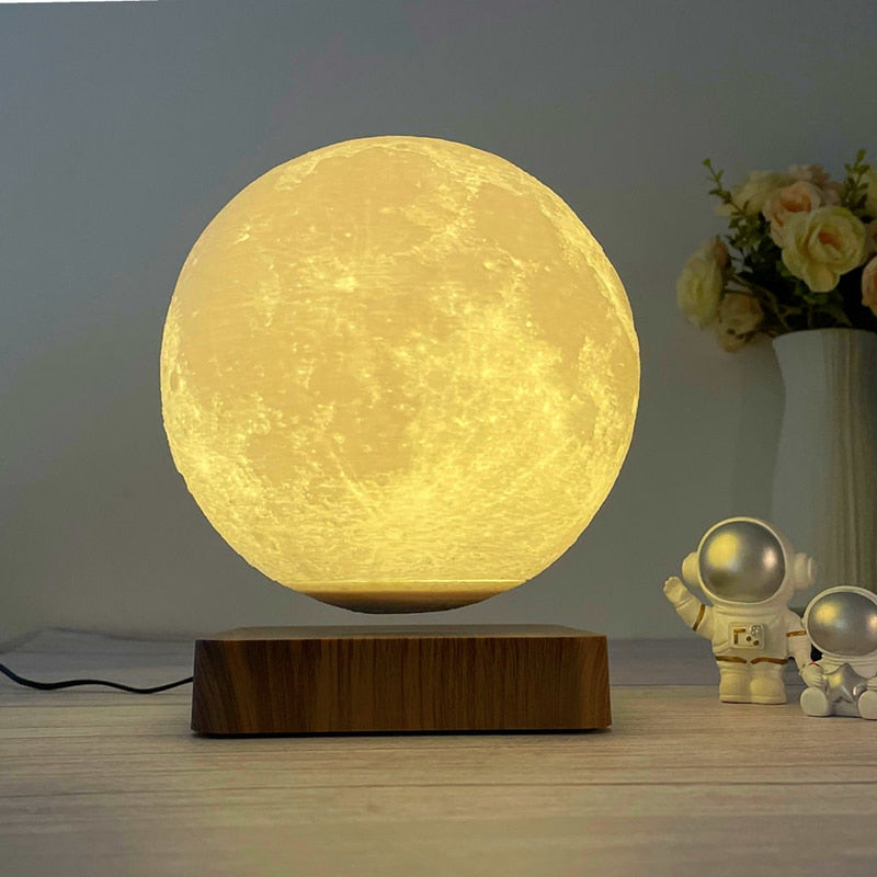 3D Magnetic Levitating Moon Planet Lamp Night Light Rotating LED Suspension 3D Moon Lamp for Bedroom Decoration Novelty Gifts