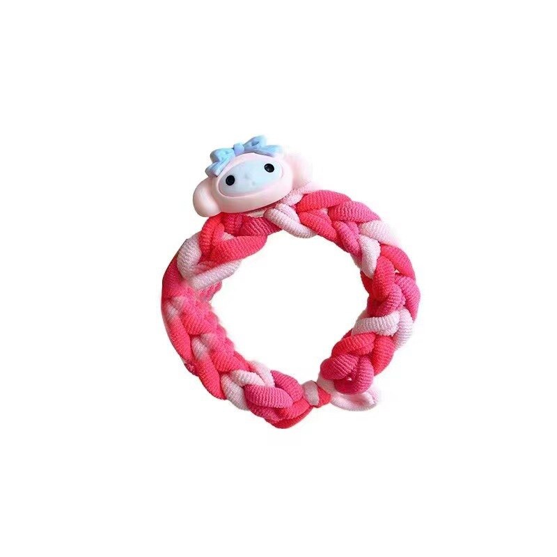 Sanrio Hello Kitty Melody Kuromi Cinnamoroll Cord Diy Gift Handwoven Rubber String Hair Rope Couple Bracelet Hairpin Gift