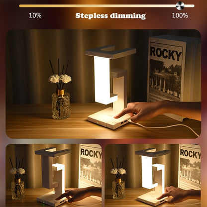 Creative Led Night Light Anti-gravity Floating Desk Lamp Touch Dimming Bedside Bedroom Night Lamp with 10W Wireless Charger Dock