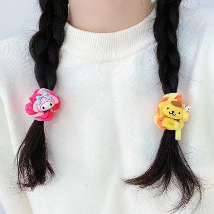 Sanrio Hello Kitty Melody Kuromi Cinnamoroll Cord Diy Gift Handwoven Rubber String Hair Rope Couple Bracelet Hairpin Gift