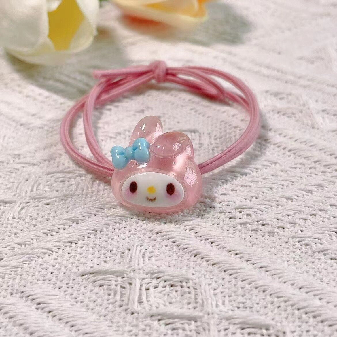 Sanrio Hello Kitty Melody Kuromi Cinnamoroll Cord Diy Gift Handwoven Rubber String Hair Rope Couple Bracelet Hairpin Gift