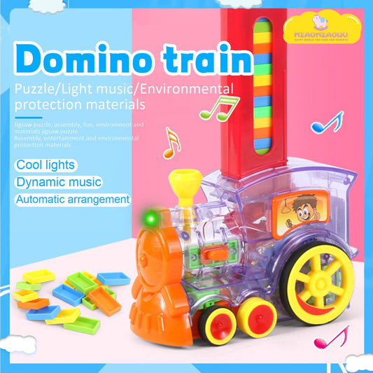 [Ready Stock] Domino train Automatic moving toys Domino Block Play Train Kereta domino