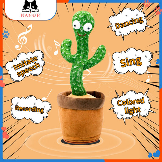 Dancing Cactus Toy Electronic Plush Cactus Toy Singing+Talking+ Repeating+Dancing+Recording+LED(120 Pcs Songs)