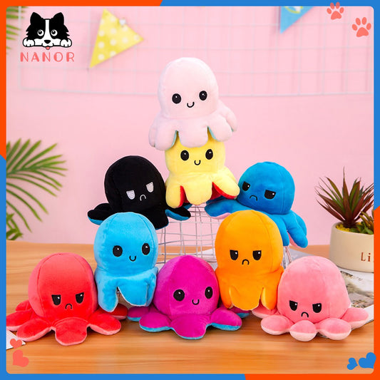 Reversible Plush Toy Stuffed Animal Mood Plush Double-Sided Flip Help You Express Your Emotions Cute Gift