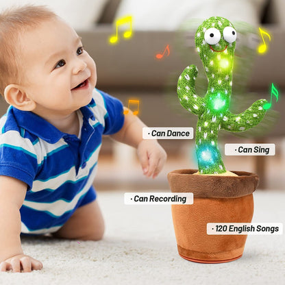 Dancing Cactus Toy Electronic Plush Cactus Toy Singing+Talking+ Repeating+Dancing+Recording+LED(120 Pcs Songs)