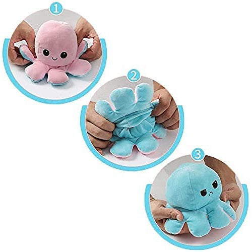 Reversible Plush Toy Stuffed Animal Mood Plush Double-Sided Flip Help You Express Your Emotions Cute Gift