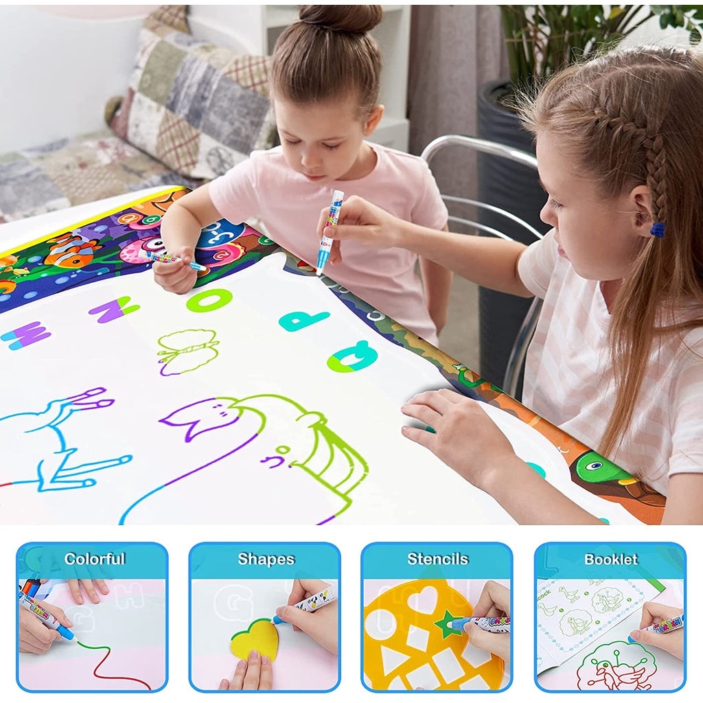 Magic Doodle Mat Water Drawing Pad Mat 100 X 75CM Large Painting Writing Educational Mat Toys for Girls Boys Age 3 - 12