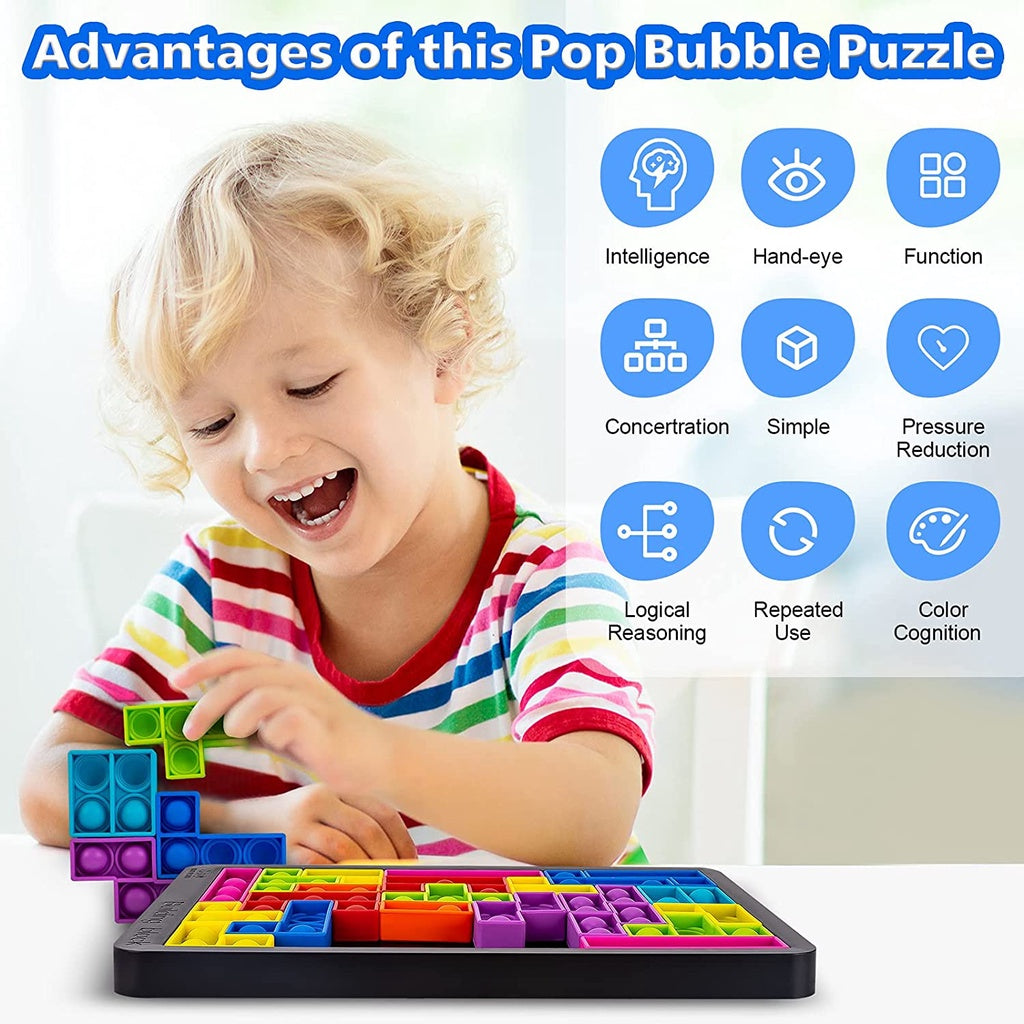 Push Pop it Tetris Jigsaw Puzzle Toys Bubble Sensory Fidget Needs Stress Relief Squeeze Toys for Kids Adult