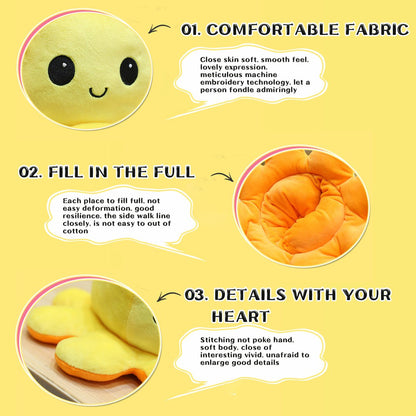 Reversible Plush Toy Stuffed Animal Mood Plush Double-Sided Flip Help You Express Your Emotions Cute Gift