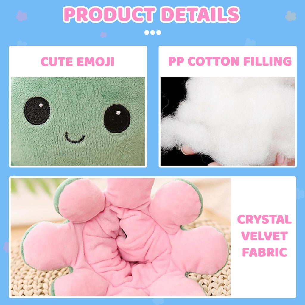 Reversible Plush Toy Stuffed Animal Mood Plush Double-Sided Flip Help You Express Your Emotions Cute Gift