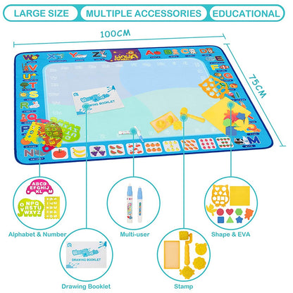 Magic Doodle Mat Water Drawing Pad Mat 100 X 75CM Large Painting Writing Educational Mat Toys for Girls Boys Age 3 - 12