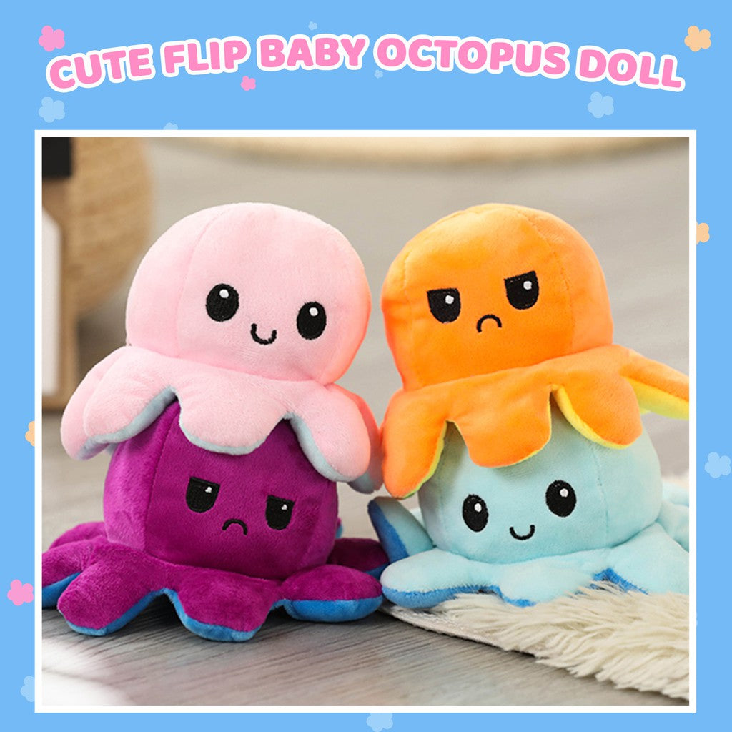 Reversible Plush Toy Stuffed Animal Mood Plush Double-Sided Flip Help You Express Your Emotions Cute Gift