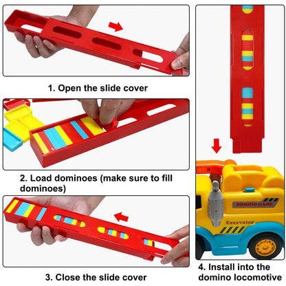 Domino Train Blocks Electric Toy Set Domino Blocks Set Train Model with Lights and Sounds Construction and Stacking Toys