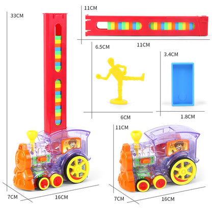 Domino Train Blocks Electric Toy Set Domino Blocks Set Train Model with Lights and Sounds Construction and Stacking Toys