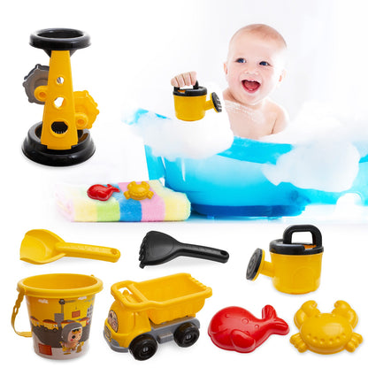 Baby Beach Toy for Boys and Girls with Storage, Bath time Toys Swimming Pool Fishing Toys Gift for Kids with tub(YELLOW)