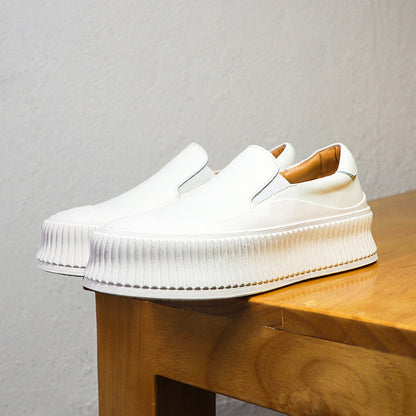 Platform Leather Women's White Shoes