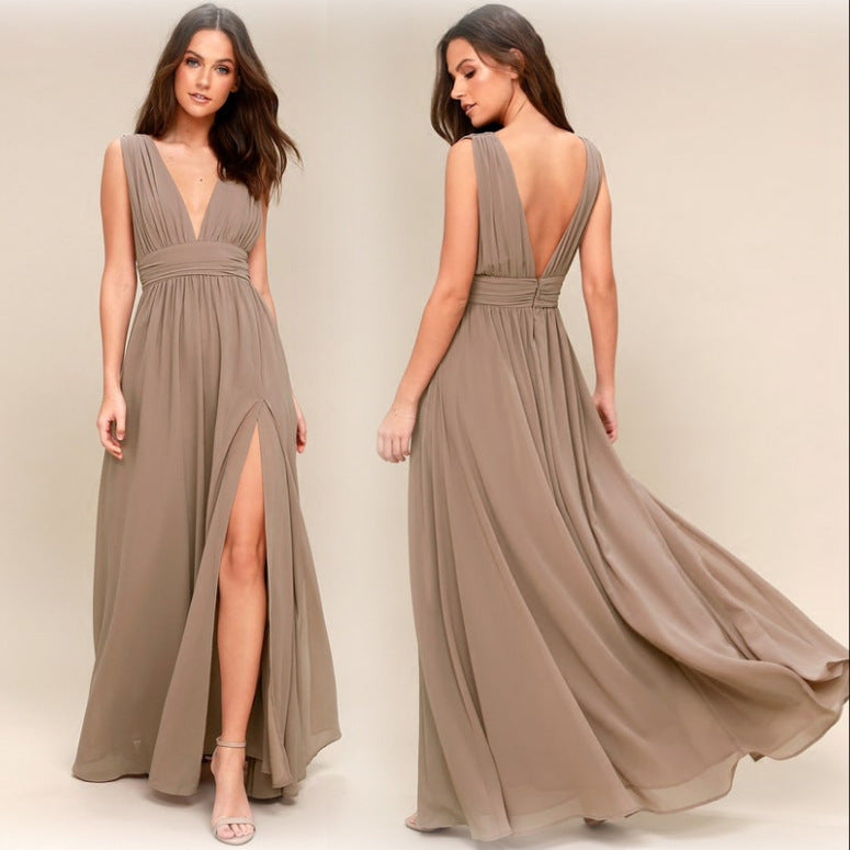 Women's Fashion Deep V Sleeveless Long Dress