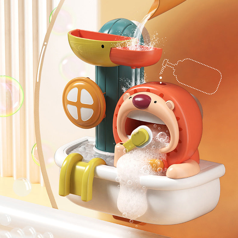 Baby Toddler Kids Wall Bathtub Mounted Bird n Lion Bubble Bath Toy Set w Suction Cups