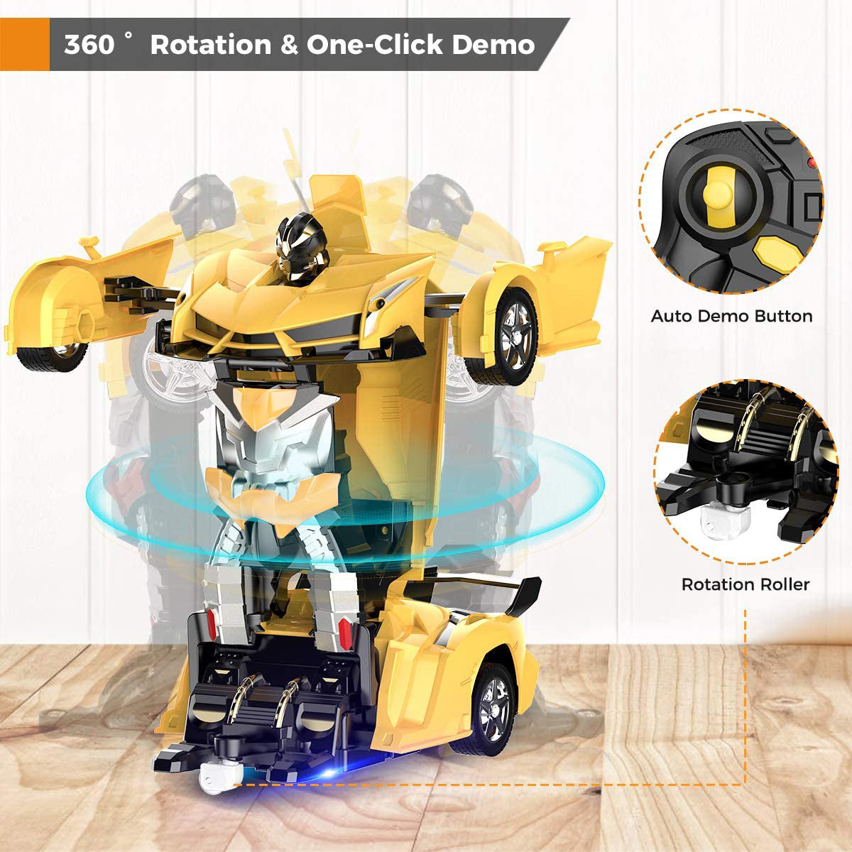 Remote Control Car, Transform Robot RC Cars for Kids Toys, 2.4Ghz 1:18 Scale Racing Car with One-Button Deformation, 360°Drifting, Christmas Birthday Gifts for Boys Girls