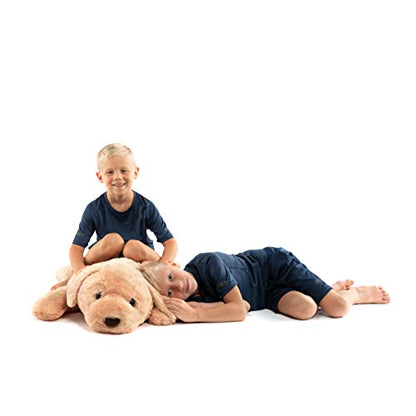 Extra Large Stuffed Dog Hugging Toy-Giant Sleeping Plush Body Pillow for Kids, Adults-Ideal for Bedroom Bed, Valentine’s Day Gift- 35 by 15 Inches Big, Brown, Fluffy and Soft-for Boys, Girls