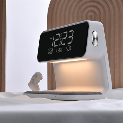 Creative 3 in 1 Bedside Lamp Wireless Charging LCD Screen Alarm Clock Wireless Phone Charger for Iphone