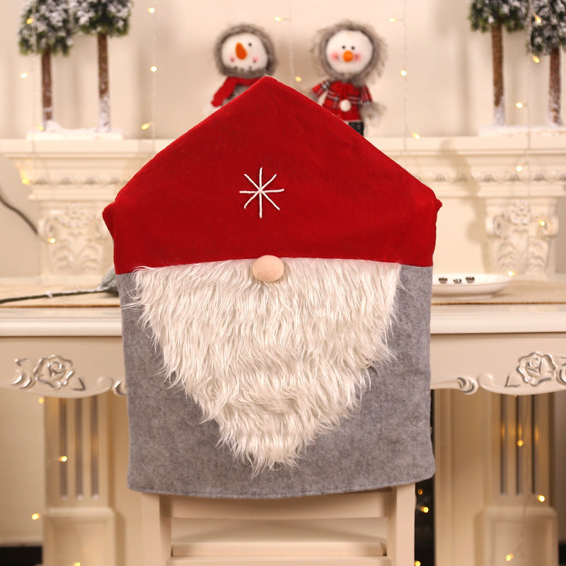 Santa Claus Beard Chair Cover Christmas Banquet Fabric