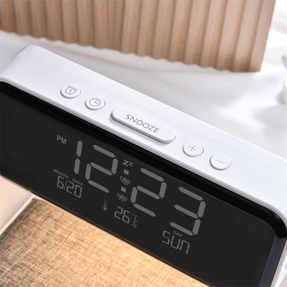 Creative 3 in 1 Bedside Lamp Wireless Charging LCD Screen Alarm Clock Wireless Phone Charger for Iphone