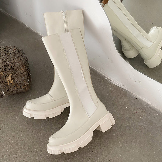 Fashion All-Match High Side Zipper Platform Boots