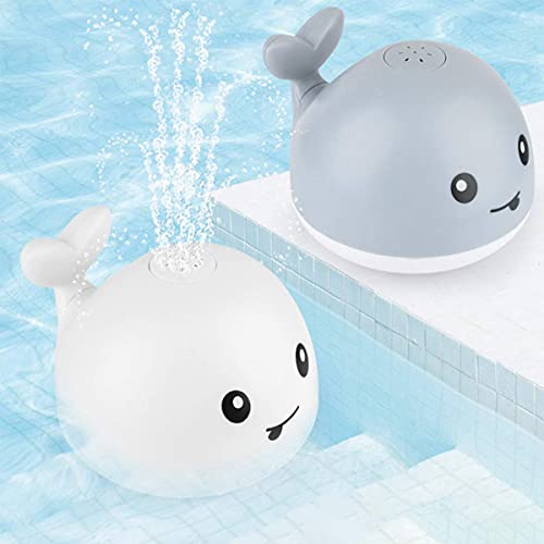 Learning Curve Baby Bath Toys, Light Up Whale Bath Toys with LED Light Spray Water Bath Toys for Toddlers Infant Kids Boys Girls Induction Sprinkler Bathtub Toys Shower Pool Bathroom Toy White