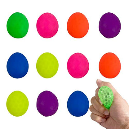 QINGQIU 12 Pack Mini Water Beads Easter Eggs Stress Relief Toys for Kids Boys Girls Toddlers Easter Basket Stuffers Gifts Party Favors