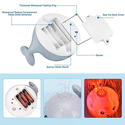 Learning Curve Baby Bath Toys, Light Up Whale Bath Toys with LED Light Spray Water Bath Toys for Toddlers Infant Kids Boys Girls Induction Sprinkler Bathtub Toys Shower Pool Bathroom Toy White