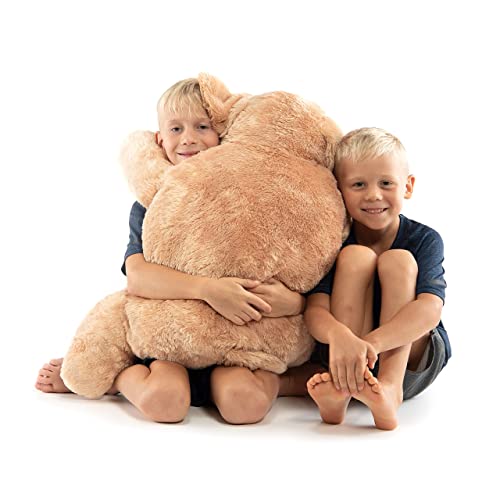 Extra Large Stuffed Dog Hugging Toy-Giant Sleeping Plush Body Pillow for Kids, Adults-Ideal for Bedroom Bed, Valentine’s Day Gift- 35 by 15 Inches Big, Brown, Fluffy and Soft-for Boys, Girls