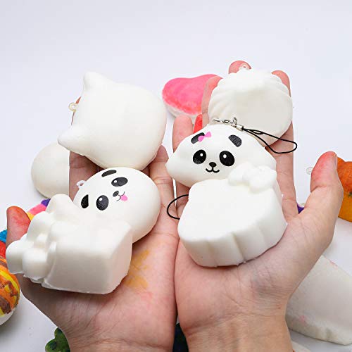 WATINC Random 30 Pcs DIY Squeeze Toys Cream Scented Kawaii Simulation Lovely Toy Medium Mini Soft Food Squeeze Bread Toys Keychains, Phone Straps, Bonus Random Stickers