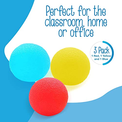 Stress Relief Balls (3-pack) - Tear-Resistant, Non-toxic, No BPA/Phthalate/Latex (Colors as Shown) - Ideal for Kids and Adults - Squishy Relief Toys to Help Anxiety, ADHD, Autism and More - By IMPRESA