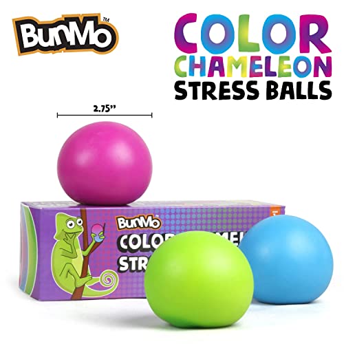 BUNMO Stress Balls - Color Changing Stress Balls for Kids. Durable Stress Ball from Thick Casting. Squishy Ball Makes Fun Stress Balls Fidget Toys, Squishy Balls Fidget Toys.