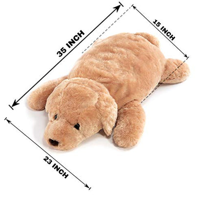 Extra Large Stuffed Dog Hugging Toy-Giant Sleeping Plush Body Pillow for Kids, Adults-Ideal for Bedroom Bed, Valentine’s Day Gift- 35 by 15 Inches Big, Brown, Fluffy and Soft-for Boys, Girls