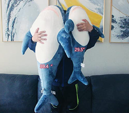 29.5 Inch Children's Day Gift Giant Shark Stuffed Animal Pillow, Soft Shark Toys Big Shark Plush Pillows for Kids, Large Stuffed Shark Funny Gifts for Brave Boy's and Girl's Room Shark Decor.