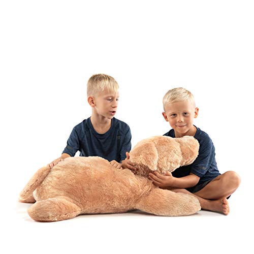 Extra Large Stuffed Dog Hugging Toy-Giant Sleeping Plush Body Pillow for Kids, Adults-Ideal for Bedroom Bed, Valentine’s Day Gift- 35 by 15 Inches Big, Brown, Fluffy and Soft-for Boys, Girls