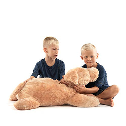 Extra Large Stuffed Dog Hugging Toy-Giant Sleeping Plush Body Pillow for Kids, Adults-Ideal for Bedroom Bed, Valentine’s Day Gift- 35 by 15 Inches Big, Brown, Fluffy and Soft-for Boys, Girls