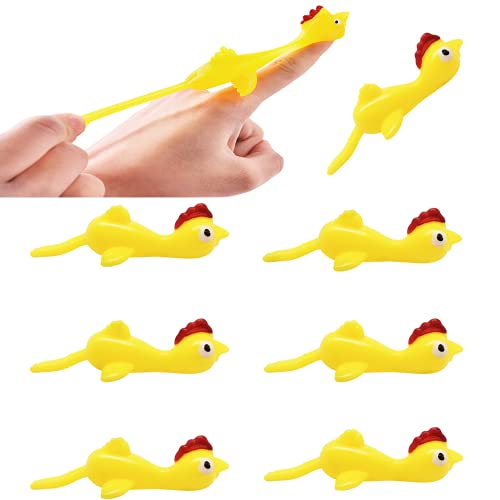 TIBDALA Slingshot Chicken Rubber Chicken Flick Chicken Flying Chicken Flingers Chicken Stretchy Toys, Funny Christmas Stuffers Easter Chicks Turkey Toys Novelty Gifts for Kids