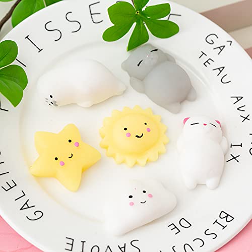 Mochi Squishy Toys 20PCS Party Favors for Kids Cat Dolphin Squishy Squeeze Stress Relief Toys Mini Mochi Kawaii Animal Party Novelty Toys Boy Girl Birthday Gift Random